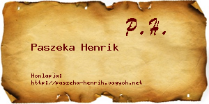 Paszeka Henrik névjegykártya